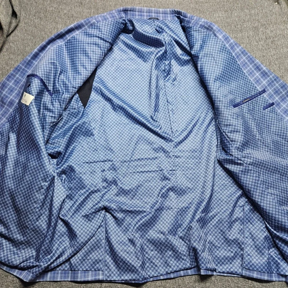 Oak Hill Sport Coat Mens 3XLT 54L/56L Blue Plaid Two Button Blazer Big and Tall